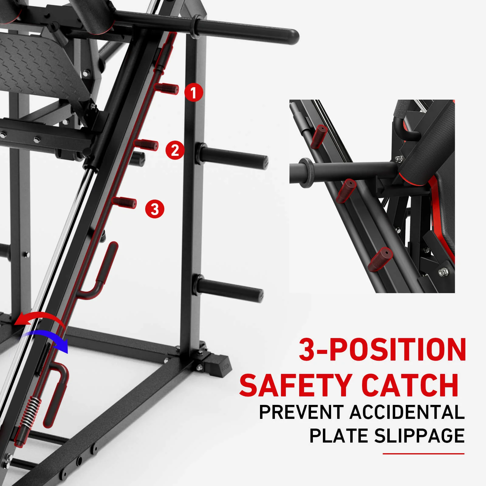 Arete™ 3-In-1 Leg Press Hack Squat Machine With Calf Block - Image 8