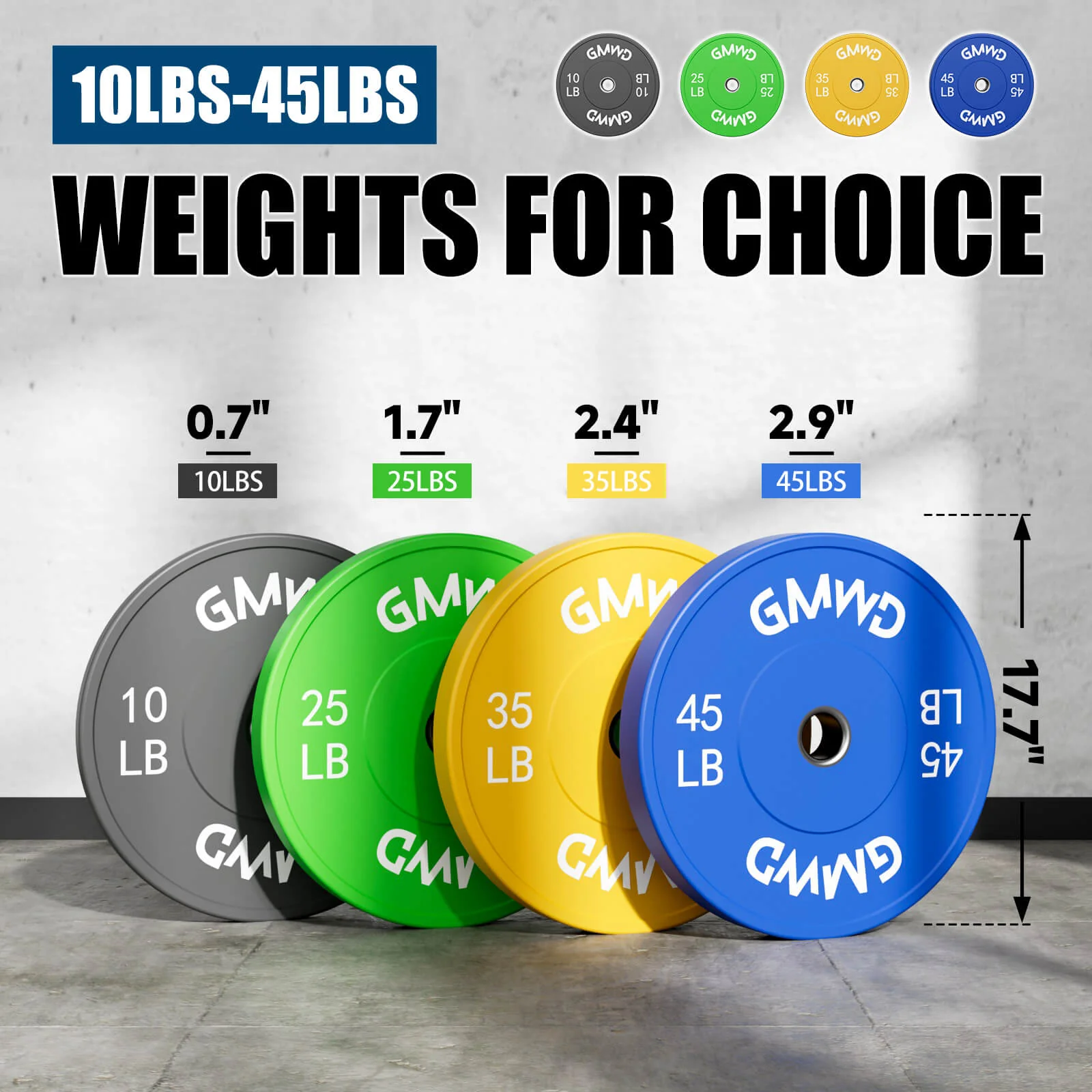 EZ Grip Color Bumper Plates Set 230LBS - Image 3