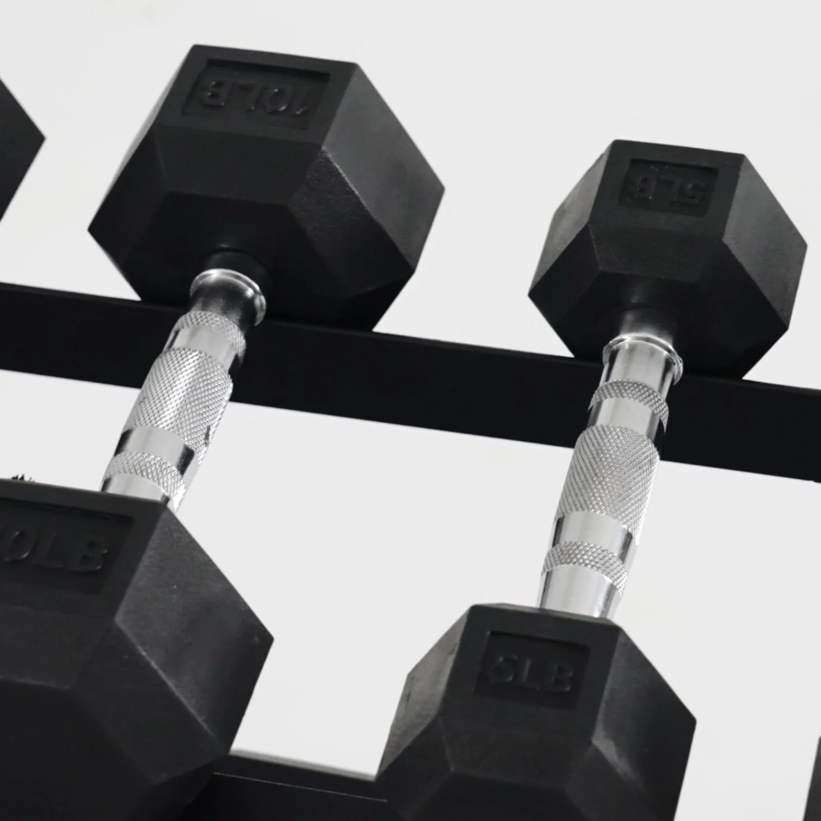 Rubber Hex Dumbbell Set with Racks - Image 11