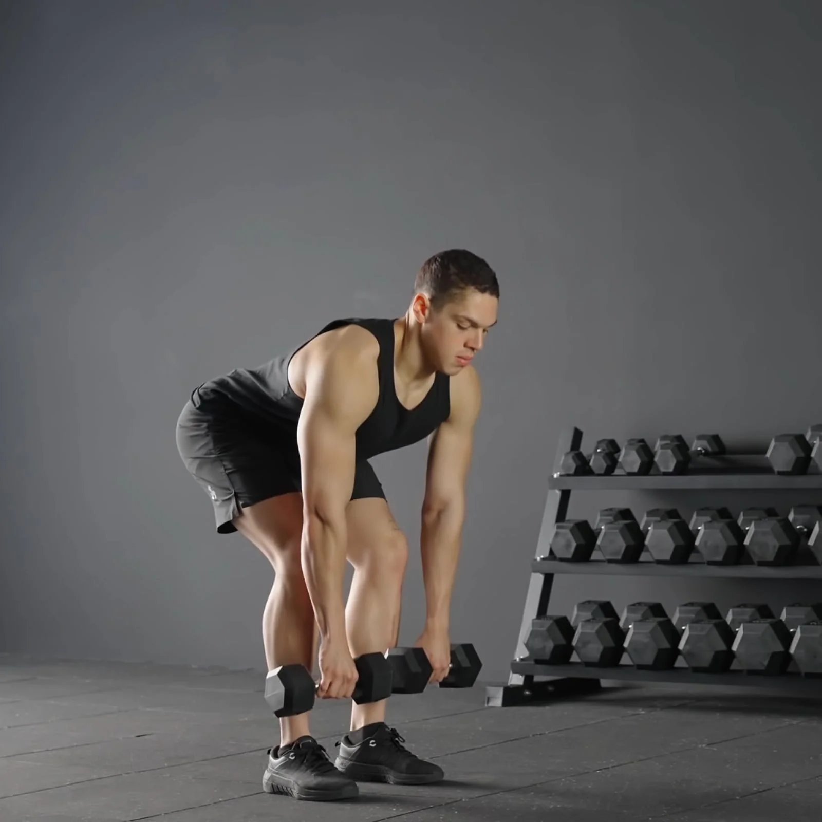 Rubber Hex Dumbbell Set with Racks - Image 15
