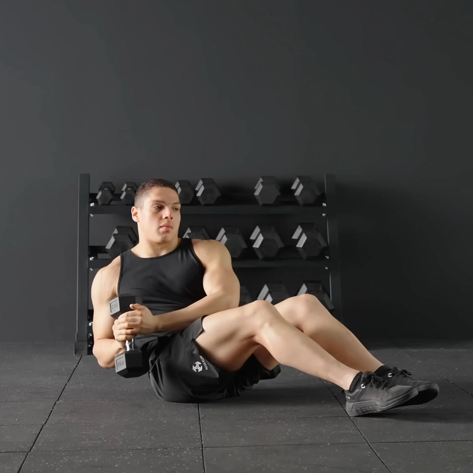 Rubber Hex Dumbbell Set with Racks - Image 17