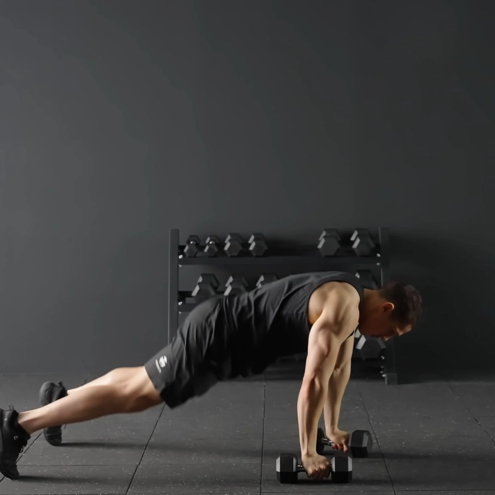 Rubber Hex Dumbbell Set with Racks - Image 18