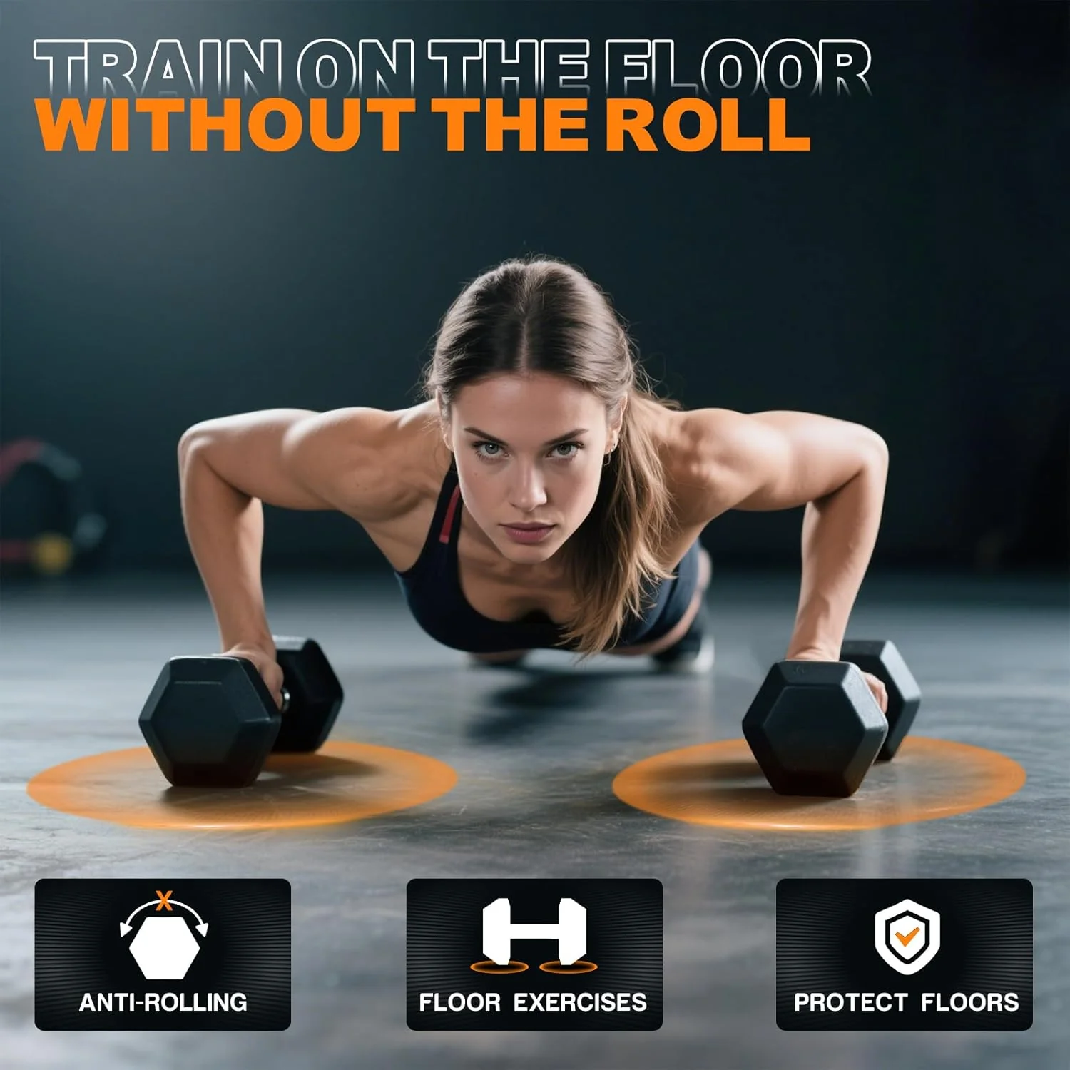 Rubber Hex Dumbbell Set with Racks - Image 4