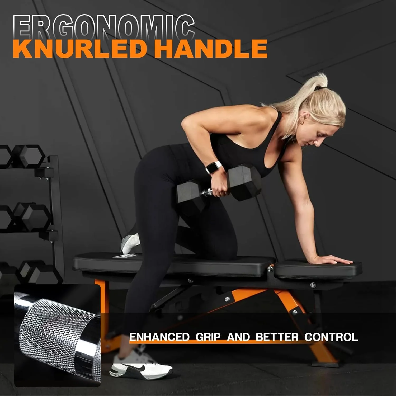 Rubber Hex Dumbbell Set with Racks - Image 5