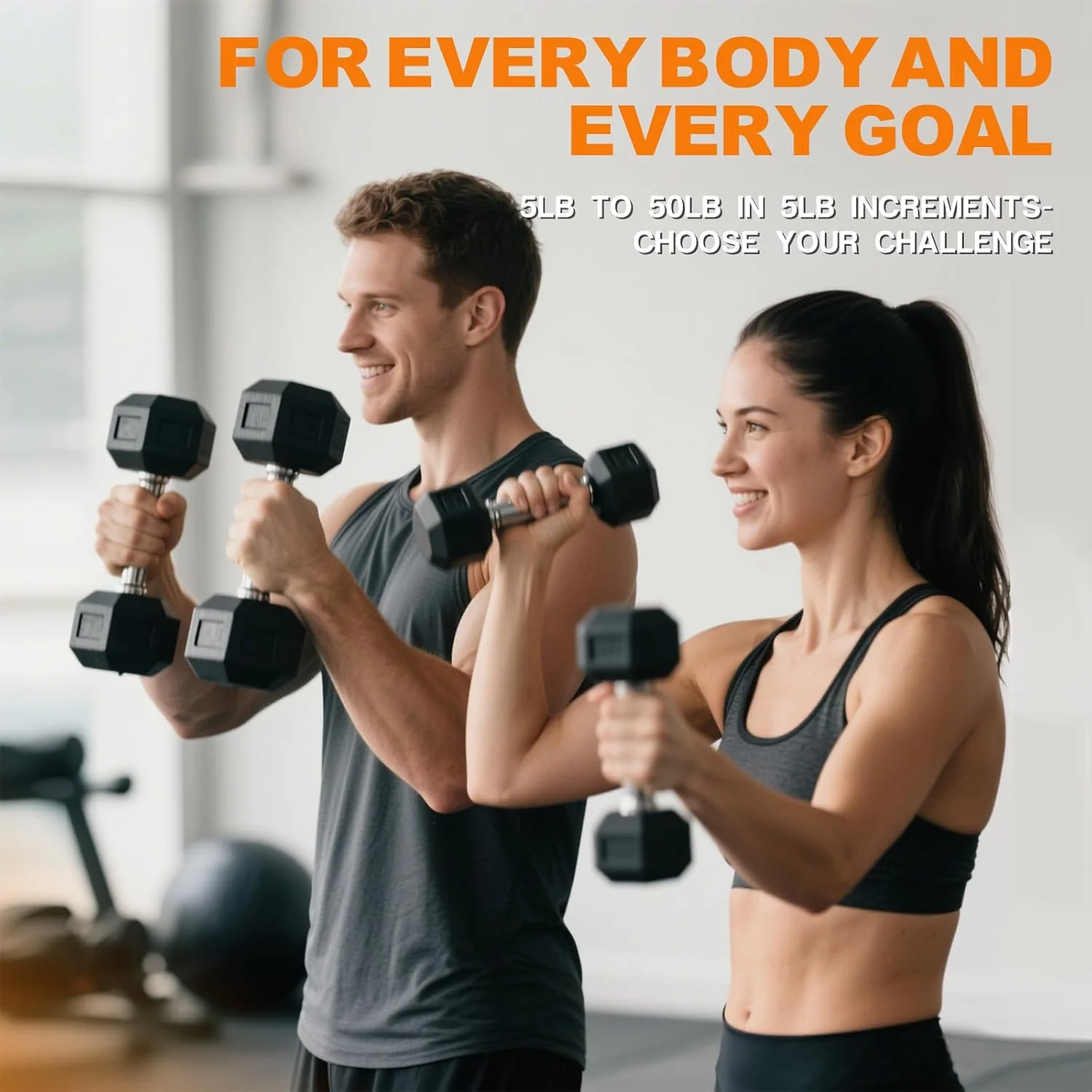 Rubber Hex Dumbbell Set with Racks - Image 6